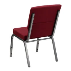 HERCULES Series 18.5''W Stacking Church Chair In Burgundy Fabric - Silver Vein Frame - By Flash Furniture - Madison Seating -Furniture Sales Store HERCULES Series 18.5W Stacking Church Chair in Burgundy Fabric Silver Vein Frame by Flash Furniture 3
