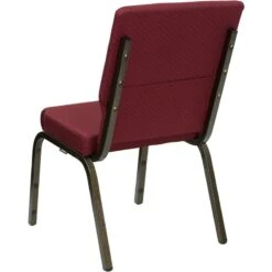 HERCULES Series 18.5''W Stacking Church Chair In Burgundy Patterned Fabric - Gold Vein Frame - By Flash Furniture - Madison Seating -Furniture Sales Store HERCULES Series 18.5W Stacking Church Chair in Burgundy Patterned Fabric Gold Vein Frame by Flash Furniture 3