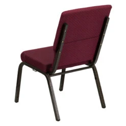 HERCULES Series 18.5''W Stacking Church Chair In Burgundy Patterned Fabric - Gold Vein Frame - By Flash Furniture - Madison Seating -Furniture Sales Store HERCULES Series 18.5W Stacking Church Chair in Burgundy Patterned Fabric Gold Vein Frame by Flash Furniture 4