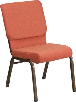 HERCULES Series 18.5''W Stacking Church Chair In Cinnamon Fabric - Gold Vein Frame - By Flash Furniture - Madison Seating