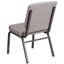 HERCULES Series 18.5''W Stacking Church Chair In Gray Dot Fabric - Silver Vein Frame - By Flash Furniture - Madison Seating -Furniture Sales Store HERCULES Series 18.5W Stacking Church Chair in Gray Dot Fabric Silver Vein Frame by Flash Furniture 2