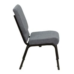 HERCULES Series 18.5''W Stacking Church Chair In Gray Fabric - Gold Vein Frame - By Flash Furniture - Madison Seating -Furniture Sales Store HERCULES Series 18.5W Stacking Church Chair in Gray Fabric Gold Vein Frame by Flash Furniture 4