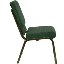HERCULES Series 18.5''W Stacking Church Chair In Green Patterned Fabric - Gold Vein Frame - By Flash Furniture - Madison Seating -Furniture Sales Store HERCULES Series 18.5W Stacking Church Chair in Green Patterned Fabric Gold Vein Frame by Flash Furniture 2