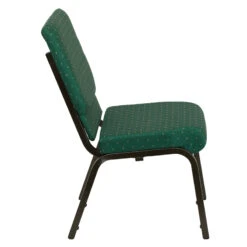 HERCULES Series 18.5''W Stacking Church Chair In Green Patterned Fabric - Gold Vein Frame - By Flash Furniture - Madison Seating -Furniture Sales Store HERCULES Series 18.5W Stacking Church Chair in Green Patterned Fabric Gold Vein Frame by Flash Furniture 3