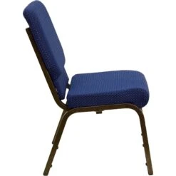 HERCULES Series 18.5''W Stacking Church Chair In Navy Blue Patterned Fabric - Gold Vein Frame - By Flash Furniture - Madison Seating -Furniture Sales Store HERCULES Series 18.5W Stacking Church Chair in Navy Blue Patterned Fabric Gold Vein Frame by Flash Furniture 2