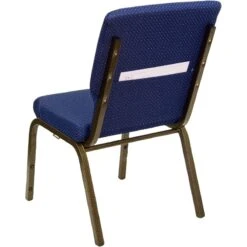 HERCULES Series 18.5''W Stacking Church Chair In Navy Blue Patterned Fabric - Gold Vein Frame - By Flash Furniture - Madison Seating -Furniture Sales Store HERCULES Series 18.5W Stacking Church Chair in Navy Blue Patterned Fabric Gold Vein Frame by Flash Furniture 4