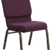 HERCULES Series 18.5''W Stacking Church Chair In Plum Fabric - Gold Vein Frame - By Flash Furniture - Madison Seating