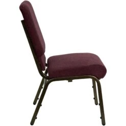HERCULES Series 18.5''W Stacking Church Chair In Plum Fabric - Gold Vein Frame - By Flash Furniture - Madison Seating -Furniture Sales Store HERCULES Series 18.5W Stacking Church Chair in Plum Fabric Gold Vein Frame by Flash Furniture 2