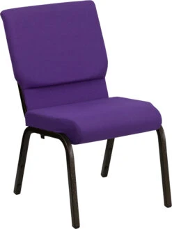 HERCULES Series 18.5''W Stacking Church Chair In Purple Fabric - Gold Vein Frame - By Flash Furniture - Madison Seating