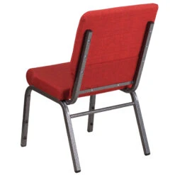 HERCULES Series 18.5''W Stacking Church Chair In Red Fabric - Silver Vein Frame - By Flash Furniture - Madison Seating -Furniture Sales Store HERCULES Series 18.5W Stacking Church Chair in Red Fabric Silver Vein Frame by Flash Furniture 2