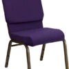 HERCULES Series 18.5''W Stacking Church Chair In Royal Purple Fabric - Gold Vein Frame - By Flash Furniture - Madison Seating -Furniture Sales Store HERCULES Series 18.5W Stacking Church Chair in Royal Purple Fabric Gold Vein Frame by Flash Furniture