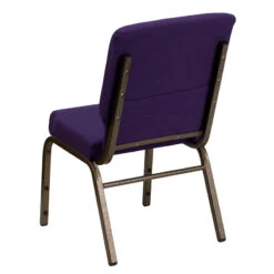 HERCULES Series 18.5''W Stacking Church Chair In Royal Purple Fabric - Gold Vein Frame - By Flash Furniture - Madison Seating -Furniture Sales Store HERCULES Series 18.5W Stacking Church Chair in Royal Purple Fabric Gold Vein Frame by Flash Furniture 2