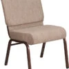 HERCULES Series 21''W Stacking Church Chair In Beige Fabric - Copper Vein Frame - By Flash Furniture - Madison Seating