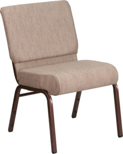 HERCULES Series 21''W Stacking Church Chair In Beige Fabric - Copper Vein Frame - By Flash Furniture - Madison Seating