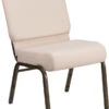 HERCULES Series 21''W Stacking Church Chair In Beige Fabric - Gold Vein Frame - By Flash Furniture - Madison Seating