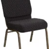 HERCULES Series 21''W Stacking Church Chair In Black Dot Patterned Fabric - Gold Vein Frame - By Flash Furniture - Madison Seating -Furniture Sales Store HERCULES Series 21W Stacking Church Chair in Black Dot Patterned Fabric Gold Vein Frame by Flash Furniture