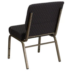 HERCULES Series 21''W Stacking Church Chair In Black Dot Patterned Fabric - Gold Vein Frame - By Flash Furniture - Madison Seating -Furniture Sales Store HERCULES Series 21W Stacking Church Chair in Black Dot Patterned Fabric Gold Vein Frame by Flash Furniture 4