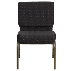 HERCULES Series 21''W Stacking Church Chair In Black Dot Patterned Fabric - Gold Vein Frame - By Flash Furniture - Madison Seating -Furniture Sales Store HERCULES Series 21W Stacking Church Chair in Black Dot Patterned Fabric Gold Vein Frame by Flash Furniture 6