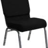 HERCULES Series 21''W Stacking Church Chair In Black Fabric - Silver Vein Frame - By Flash Furniture - Madison Seating -Furniture Sales Store HERCULES Series 21W Stacking Church Chair in Black Fabric Silver Vein Frame by Flash Furniture