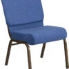 HERCULES Series 21''W Stacking Church Chair In Blue Fabric - Gold Vein Frame - By Flash Furniture - Madison Seating -Furniture Sales Store HERCULES Series 21W Stacking Church Chair in Blue Fabric Gold Vein Frame by Flash Furniture