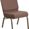 HERCULES Series 21''W Stacking Church Chair In Brown Dot Fabric - Gold Vein Frame - By Flash Furniture - Madison Seating -Furniture Sales Store HERCULES Series 21W Stacking Church Chair in Brown Dot Fabric Gold Vein Frame by Flash Furniture