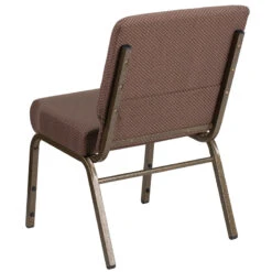 HERCULES Series 21''W Stacking Church Chair In Brown Dot Fabric - Gold Vein Frame - By Flash Furniture - Madison Seating -Furniture Sales Store HERCULES Series 21W Stacking Church Chair in Brown Dot Fabric Gold Vein Frame by Flash Furniture 2