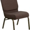 HERCULES Series 21''W Stacking Church Chair In Brown Fabric - Gold Vein Frame - By Flash Furniture - Madison Seating -Furniture Sales Store HERCULES Series 21W Stacking Church Chair in Brown Fabric Gold Vein Frame by Flash Furniture