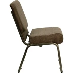 HERCULES Series 21''W Stacking Church Chair In Brown Fabric - Gold Vein Frame - By Flash Furniture - Madison Seating -Furniture Sales Store HERCULES Series 21W Stacking Church Chair in Brown Fabric Gold Vein Frame by Flash Furniture 2