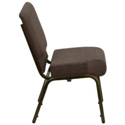 HERCULES Series 21''W Stacking Church Chair In Brown Fabric - Gold Vein Frame - By Flash Furniture - Madison Seating -Furniture Sales Store HERCULES Series 21W Stacking Church Chair in Brown Fabric Gold Vein Frame by Flash Furniture 3