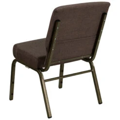 HERCULES Series 21''W Stacking Church Chair In Brown Fabric - Gold Vein Frame - By Flash Furniture - Madison Seating -Furniture Sales Store HERCULES Series 21W Stacking Church Chair in Brown Fabric Gold Vein Frame by Flash Furniture 5