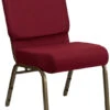 HERCULES Series 21''W Stacking Church Chair In Burgundy Fabric - Gold Vein Frame - By Flash Furniture - Madison Seating
