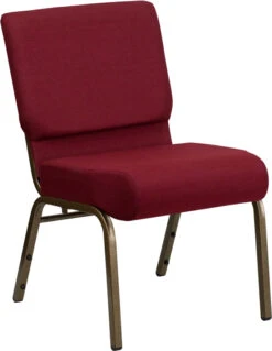 HERCULES Series 21''W Stacking Church Chair In Burgundy Fabric - Gold Vein Frame - By Flash Furniture - Madison Seating