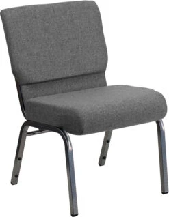 HERCULES Series 21''W Stacking Church Chair In Gray Fabric - Silver Vein Frame - By Flash Furniture - Madison Seating