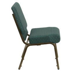 HERCULES Series 21''W Stacking Church Chair In Hunter Green Dot Patterned Fabric - Gold Vein Frame - By Flash Furniture - Madison Seating -Furniture Sales Store HERCULES Series 21W Stacking Church Chair in Hunter Green Dot Patterned Fabric Gold Vein Frame by Flash Furniture 1