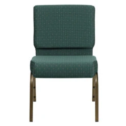 HERCULES Series 21''W Stacking Church Chair In Hunter Green Dot Patterned Fabric - Gold Vein Frame - By Flash Furniture - Madison Seating -Furniture Sales Store HERCULES Series 21W Stacking Church Chair in Hunter Green Dot Patterned Fabric Gold Vein Frame by Flash Furniture 3