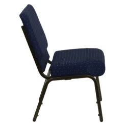 HERCULES Series 21''W Stacking Church Chair In Navy Blue Dot Patterned Fabric - Gold Vein Frame - By Flash Furniture - Madison Seating -Furniture Sales Store HERCULES Series 21W Stacking Church Chair in Navy Blue Dot Patterned Fabric Gold Vein Frame by Flash Furniture 3