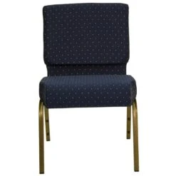 HERCULES Series 21''W Stacking Church Chair In Navy Blue Dot Patterned Fabric - Gold Vein Frame - By Flash Furniture - Madison Seating -Furniture Sales Store HERCULES Series 21W Stacking Church Chair in Navy Blue Dot Patterned Fabric Gold Vein Frame by Flash Furniture 6