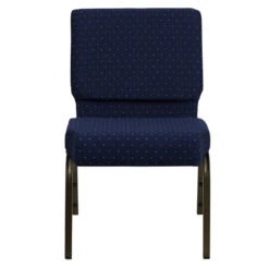 HERCULES Series 21''W Stacking Church Chair In Navy Blue Dot Patterned Fabric - Gold Vein Frame - By Flash Furniture - Madison Seating -Furniture Sales Store HERCULES Series 21W Stacking Church Chair in Navy Blue Dot Patterned Fabric Gold Vein Frame by Flash Furniture 7