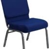 HERCULES Series 21''W Stacking Church Chair In Navy Blue Fabric - Silver Vein Frame - By Flash Furniture - Madison Seating