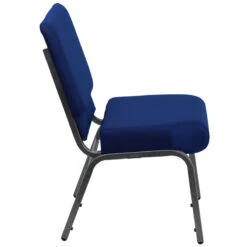 HERCULES Series 21''W Stacking Church Chair In Navy Blue Fabric - Silver Vein Frame - By Flash Furniture - Madison Seating -Furniture Sales Store HERCULES Series 21W Stacking Church Chair in Navy Blue Fabric Silver Vein Frame by Flash Furniture 2