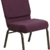 HERCULES Series 21''W Stacking Church Chair In Plum Fabric - Gold Vein Frame - By Flash Furniture - Madison Seating