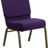 HERCULES Series 21''W Stacking Church Chair In Royal Purple Fabric - Gold Vein Frame - By Flash Furniture - Madison Seating -Furniture Sales Store HERCULES Series 21W Stacking Church Chair in Royal Purple Fabric Gold Vein Frame by Flash Furniture