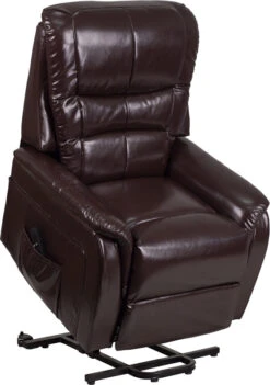 HERCULES Series Brown Leather Remote Powered Lift Recliner - By Flash Furniture - Madison Seating