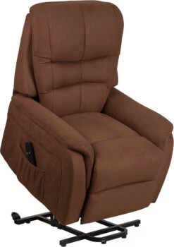 HERCULES Series Brown Microfiber Remote Powered Lift Recliner - By Flash Furniture - Madison Seating