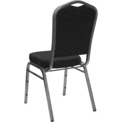 HERCULES Series Crown Back Stacking Banquet Chair In Black Dot Patterned Fabric - Silver Vein Frame - By Flash Furniture - Madison Seating -Furniture Sales Store HERCULES Series Crown Back Stacking Banquet Chair in Black Dot Patterned Fabric Silver Vein Frame by Flash Furniture 3