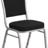 HERCULES Series Crown Back Stacking Banquet Chair In Black Fabric - Silver Frame - By Flash Furniture - Madison Seating