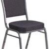 HERCULES Series Crown Back Stacking Banquet Chair In Black Patterned Fabric - Silver Vein Frame - By Flash Furniture - Madison Seating