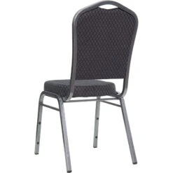 HERCULES Series Crown Back Stacking Banquet Chair In Black Patterned Fabric - Silver Vein Frame - By Flash Furniture - Madison Seating -Furniture Sales Store HERCULES Series Crown Back Stacking Banquet Chair in Black Patterned Fabric Silver Vein Frame by Flash Furniture 2