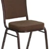 HERCULES Series Crown Back Stacking Banquet Chair In Brown Patterned Fabric - Copper Vein Frame - By Flash Furniture - Madison Seating -Furniture Sales Store HERCULES Series Crown Back Stacking Banquet Chair in Brown Patterned Fabric Copper Vein Frame by Flash Furniture