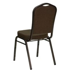 HERCULES Series Crown Back Stacking Banquet Chair In Brown Patterned Fabric - Copper Vein Frame - By Flash Furniture - Madison Seating -Furniture Sales Store HERCULES Series Crown Back Stacking Banquet Chair in Brown Patterned Fabric Copper Vein Frame by Flash Furniture 3